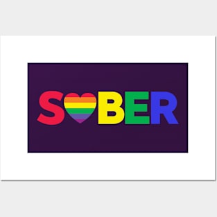 Sober Rainbow Heart Posters and Art